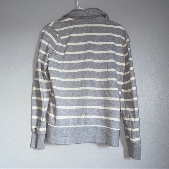 Tommy Hilfiger Gray White Striped Varsity Jacket - Picture 4 of 5